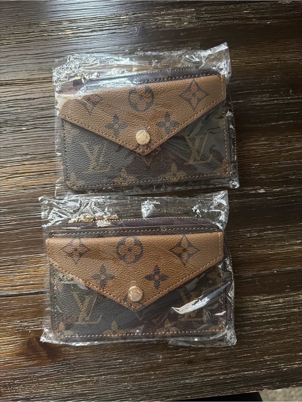 Monogram Envelope Card Holder in Brown and Tan